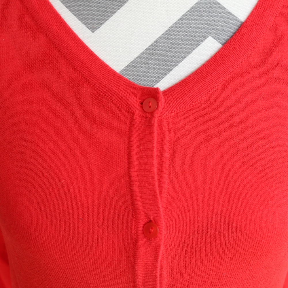 H&H Red Cardigan Round Neckline with 3/4 Sleeve